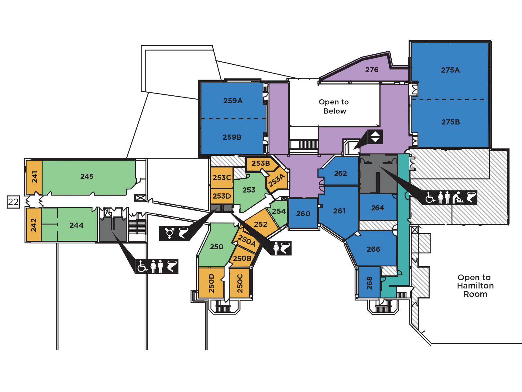 Upper level map of the UC