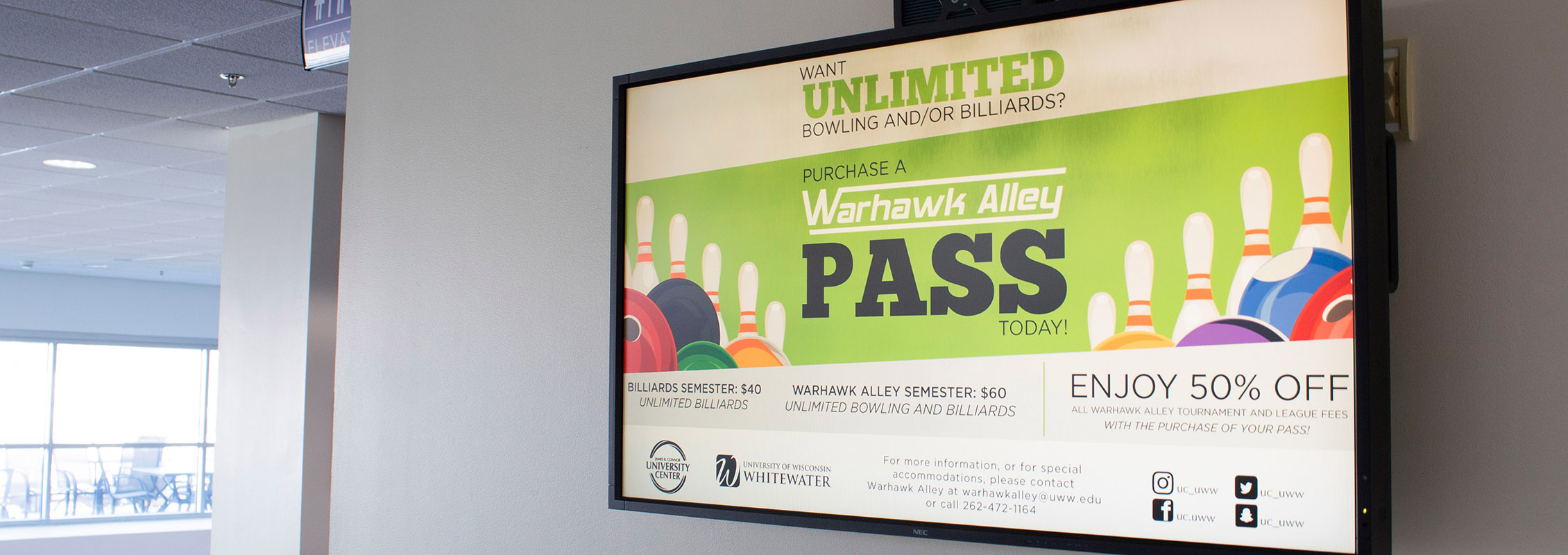 University Center digital signage advertising