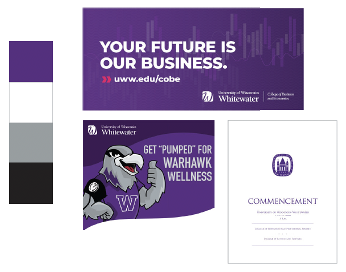 Purple and white color palette.