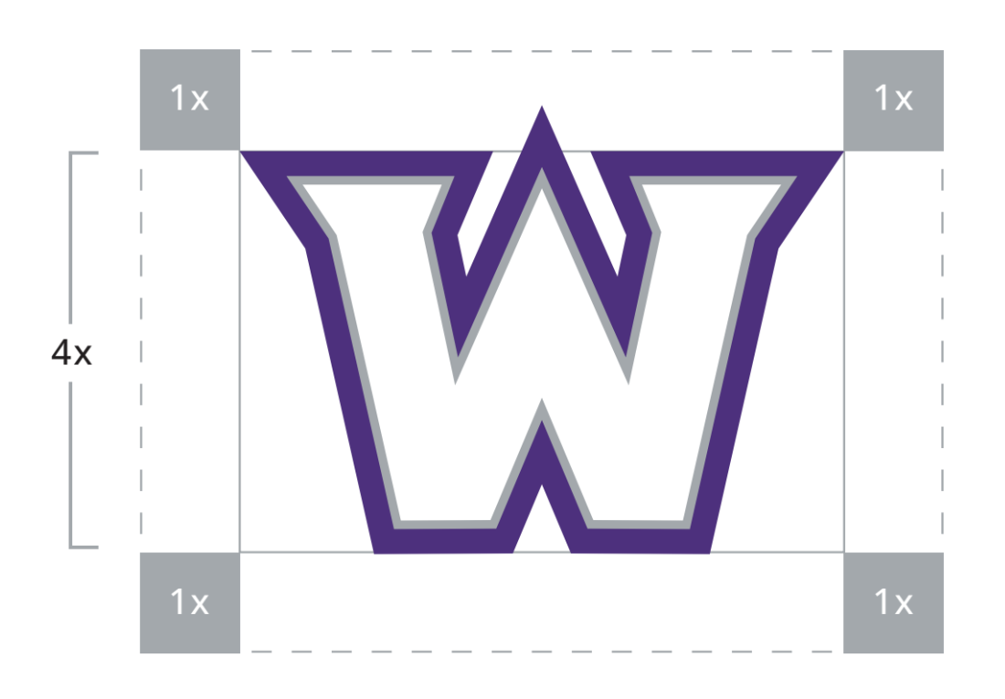 Large W with padding shown around it.