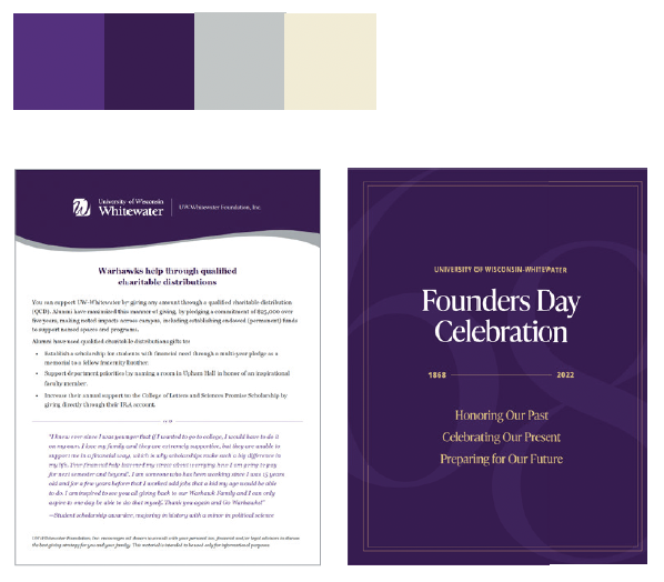 Purple and neutral color palette.